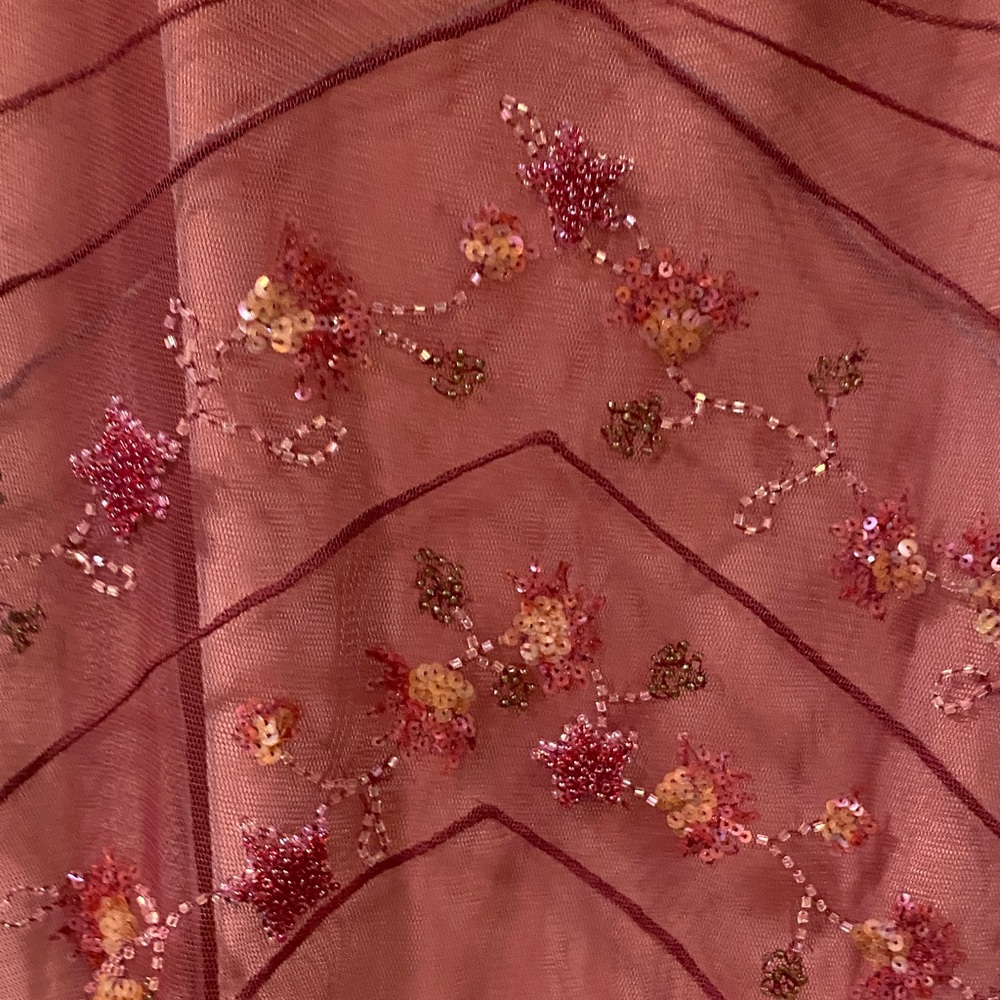 BCBGMaxAzria Embellished Sheer Midi Dress in Mauve - Picture 4 of 7